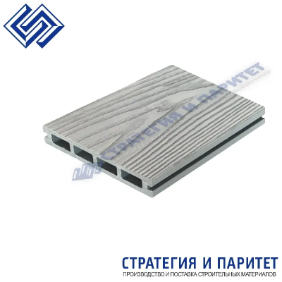 Террасная доска МПК 3000x150x18 СВЕТЛО-СЕРЫЙ структура дерева