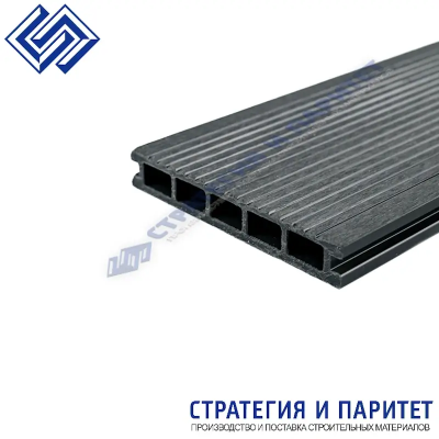 Террасная доска МПК 3000x150x24 СЕРЫЙ (структура дерева / вельвет)