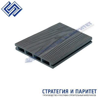 Террасная доска МПК 3000x150x18 СЕРЫЙ структура дерева