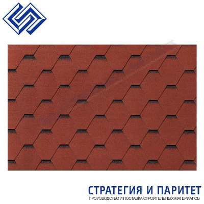 Гибкая черепица Roofshield Фемели Лайт Стандарт Красный с оттенением