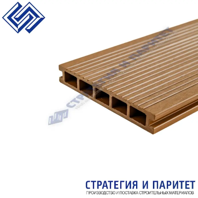 Террасная доска МПК 3000x150x24 ОРЕХ (структура дерева / вельвет)