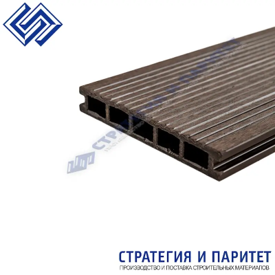 Террасная доска МПК 3000x150x24 ШОКОЛАД (структура дерева / вельвет)