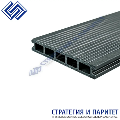 Террасная доска МПК 3000x150x24 ГРАФИТ (структура дерева / вельвет)